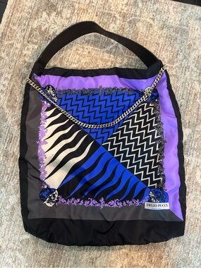 Emilio Pucci x Koché Printed Silk Scarf Chain Handbag Leather Trim - FW20
